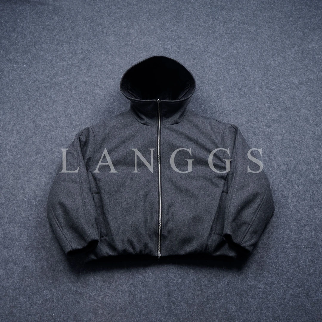 LANGGS&浪叔 25冬季双面穿轻奢防水羊毛连帽排骨鹅绒服-LL25402