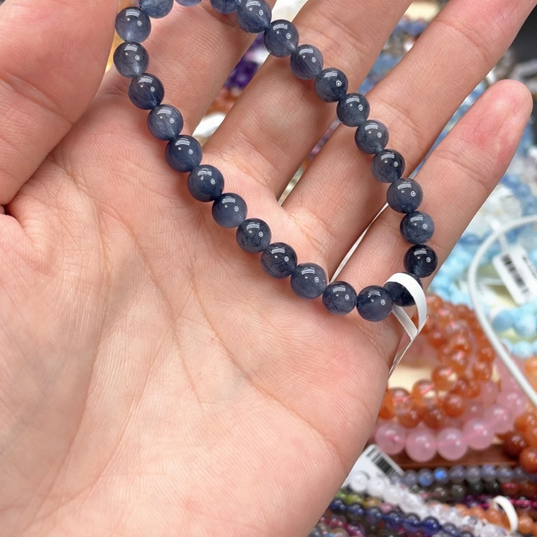 未镶嵌手串水晶蓝兔毛7