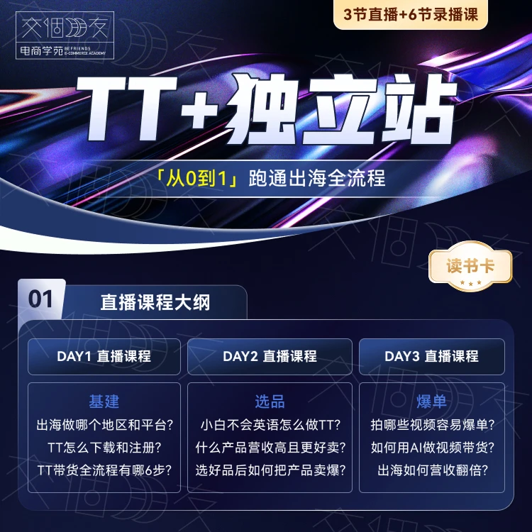 【交个朋友】TT+独立站从0-1跑通全流程读书卡