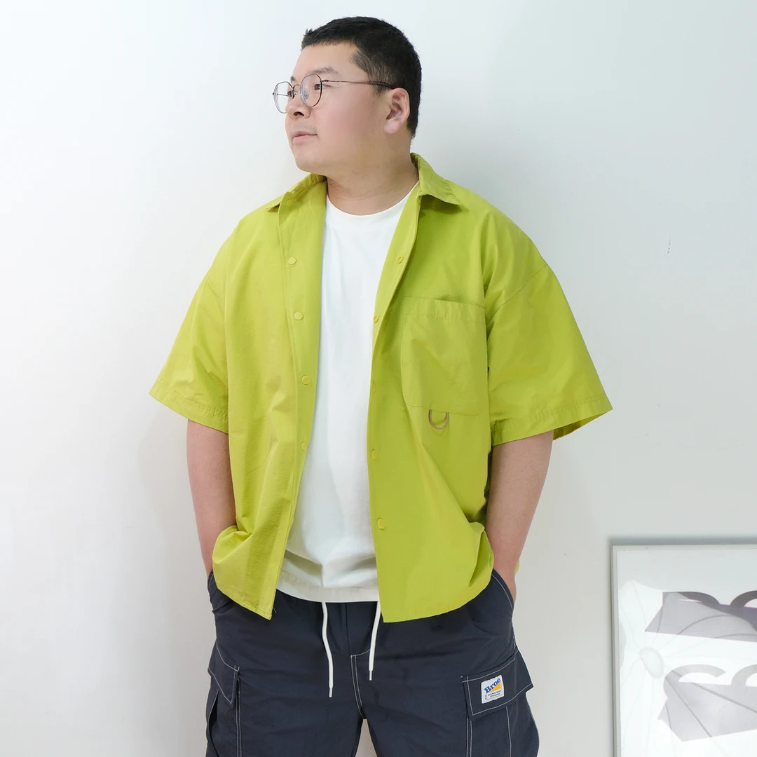 夏季日系简约纯色短袖衬衫口袋休闲百搭cityboy速干衬衣男半袖