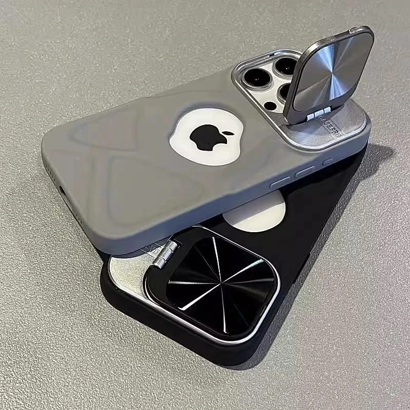 新款护盖全包折叠支架适用iPhone16promax手机壳苹果15时尚纯色13