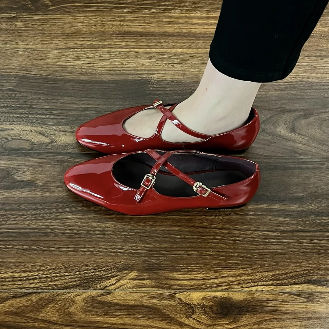 1.5CM新款法式时尚玛丽珍鞋单鞋女圆头百搭复古休闲气质单鞋女