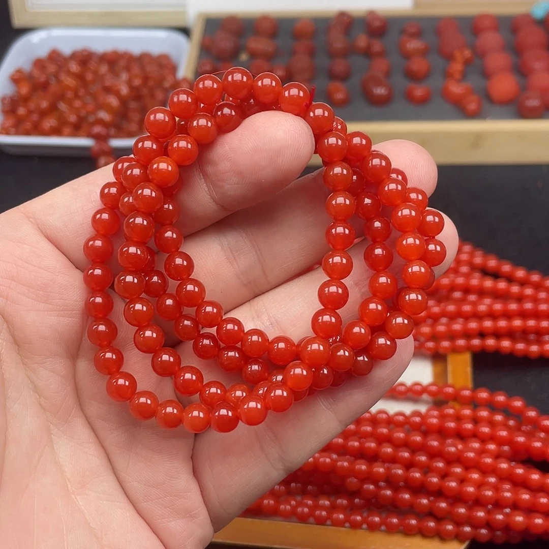 未镶嵌13号保山锦红亮光卡6长链南红玛瑙