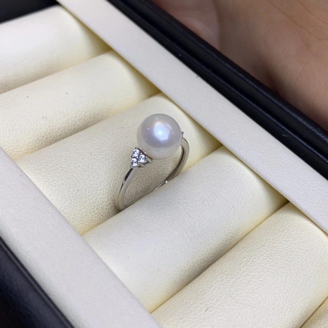 银S925镶嵌淡水珍珠戒指特价