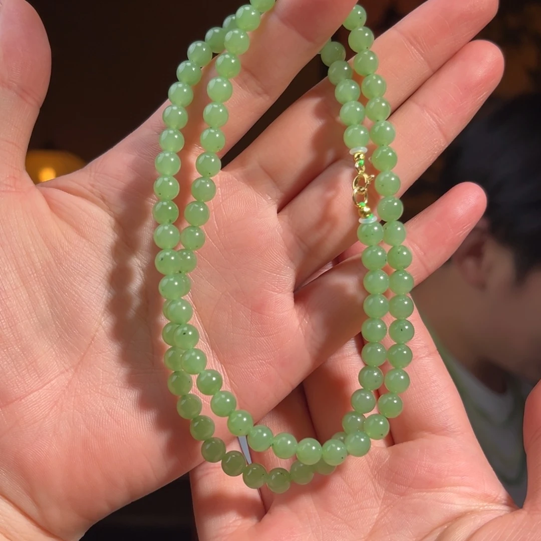 和田玉银S925镶嵌颈饰乌兰海微矿6mm780