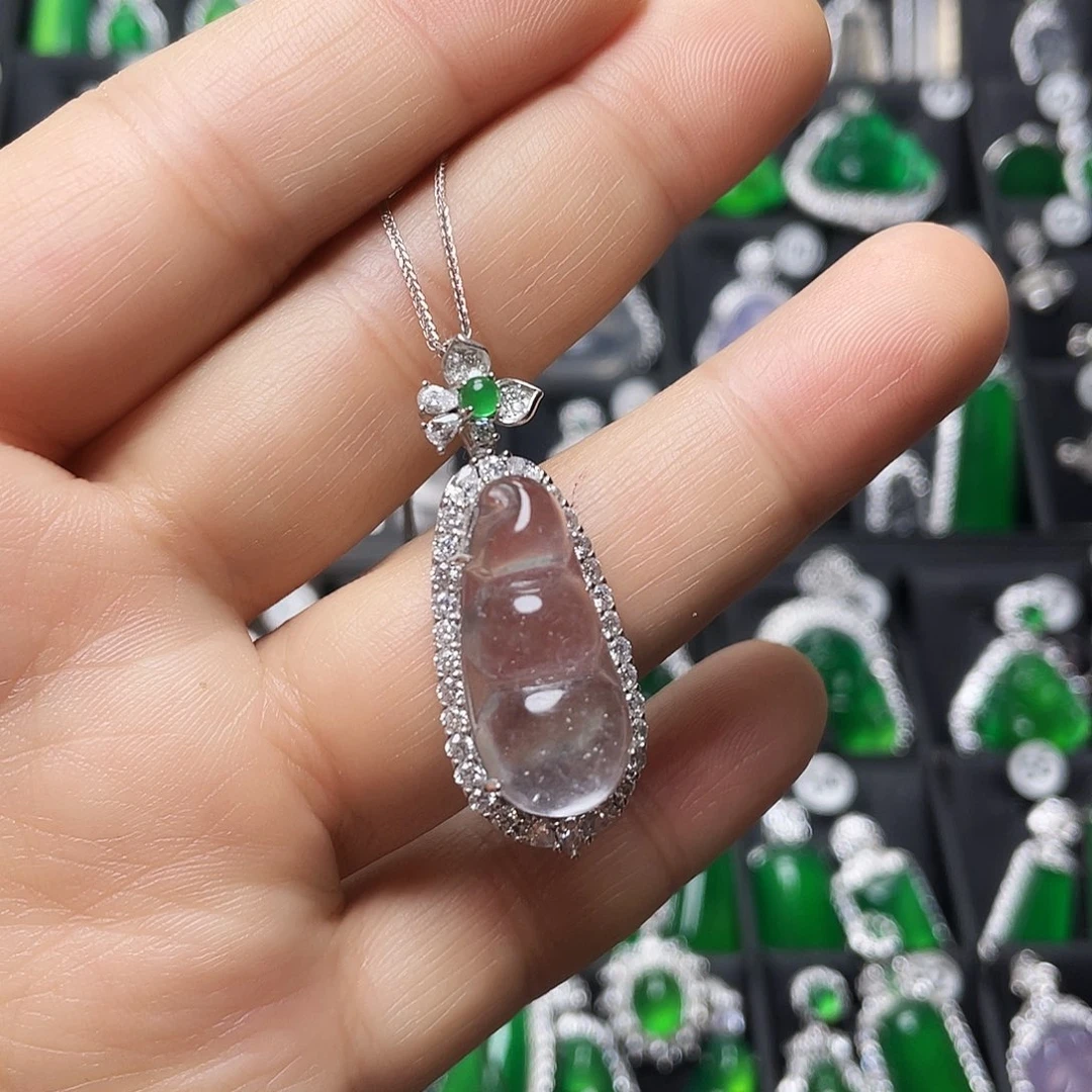 石英质玉银S925镶嵌颈饰