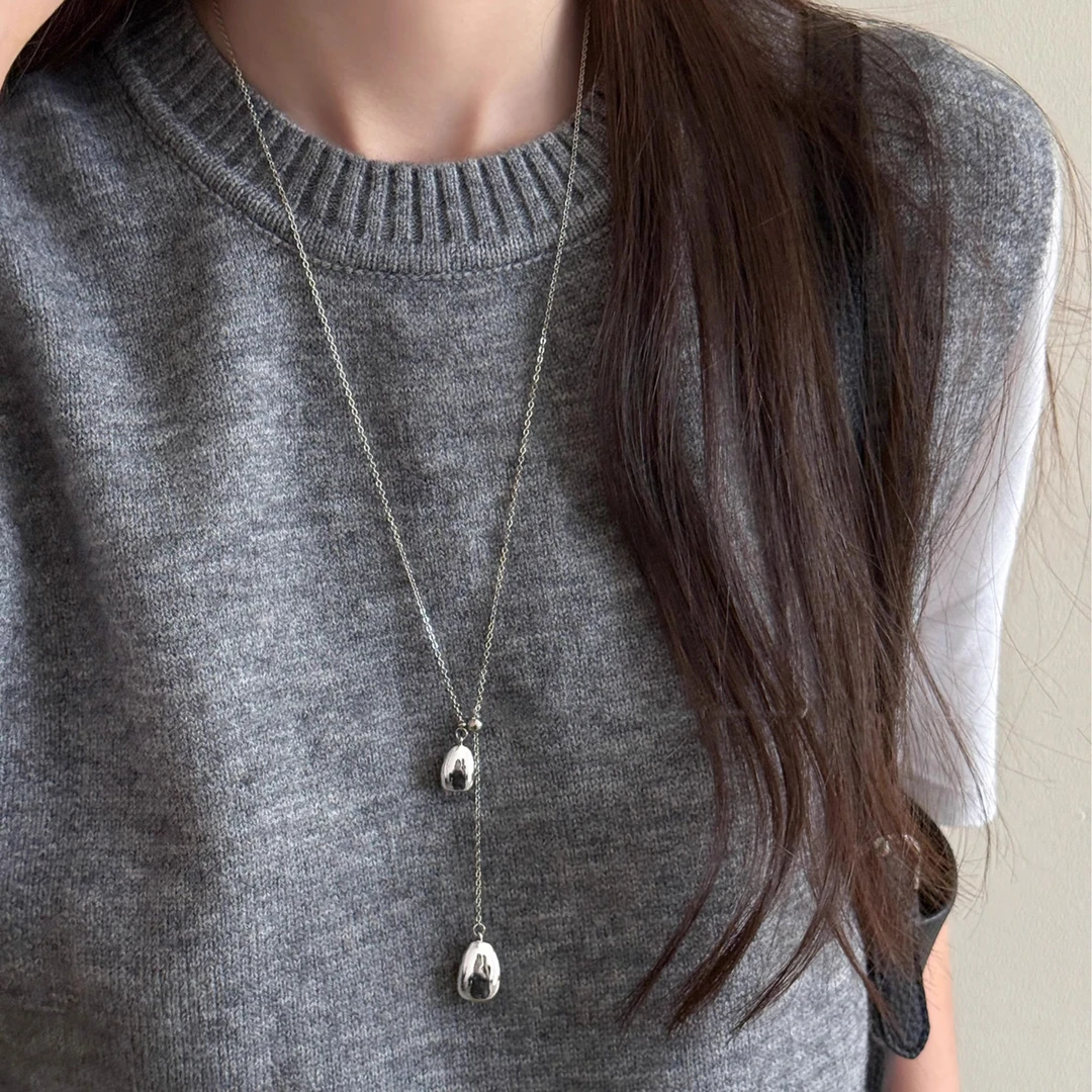 铜合金项链 简约水滴吊坠项链女2025新款爆款长款锁骨链百搭配饰
