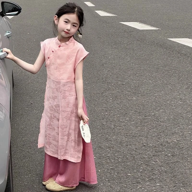 6-12儿童连衣裙2025新款女孩新中式裙子大童国风旗袍裙夏季长裙夏