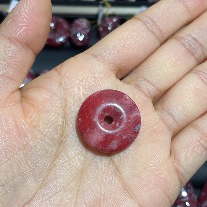 天然辰砂原石满红平安扣
