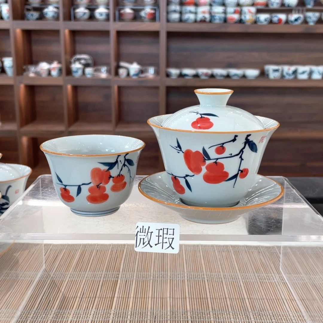 釉下彩纯手绘有瑕