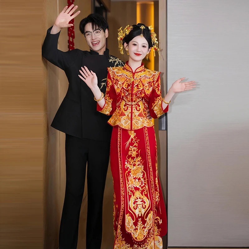 龙凤褂秀禾服2025新款显瘦修身结婚礼服中式嫁衣敬酒服出阁服重工