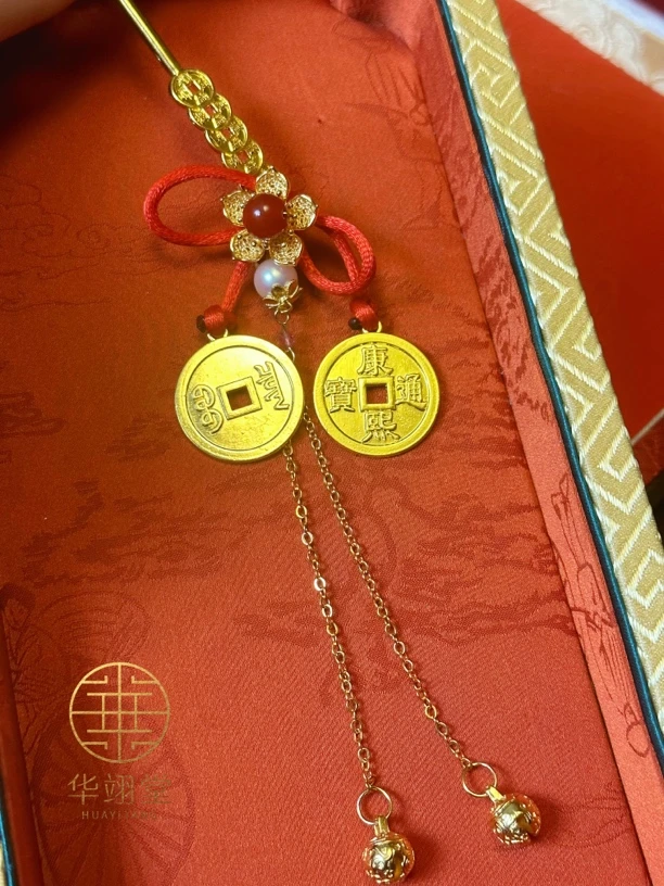 华翊堂福利铜钱可爱日常发簪新年拜年必备发饰