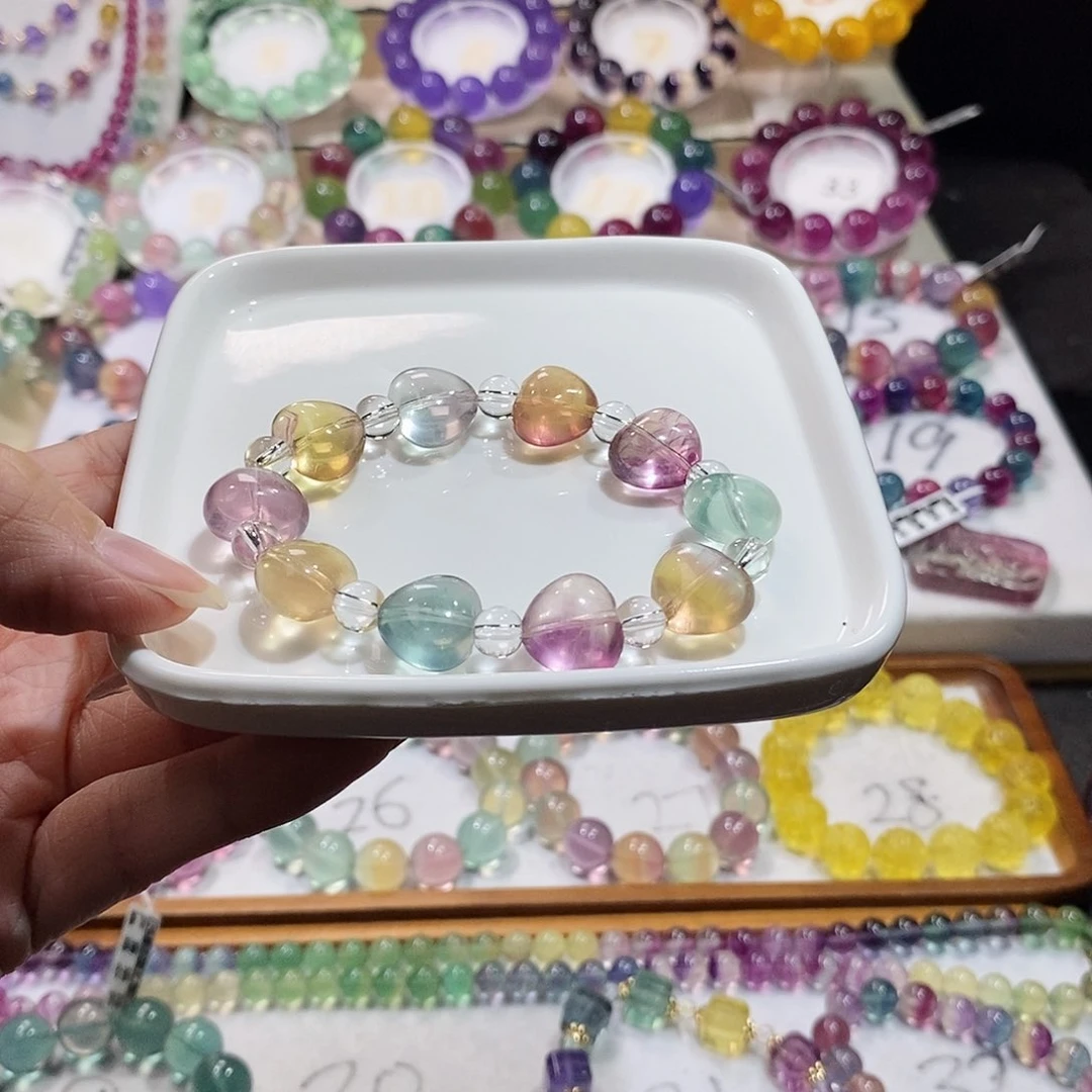 萤石手链未镶嵌冰淇淋爱心