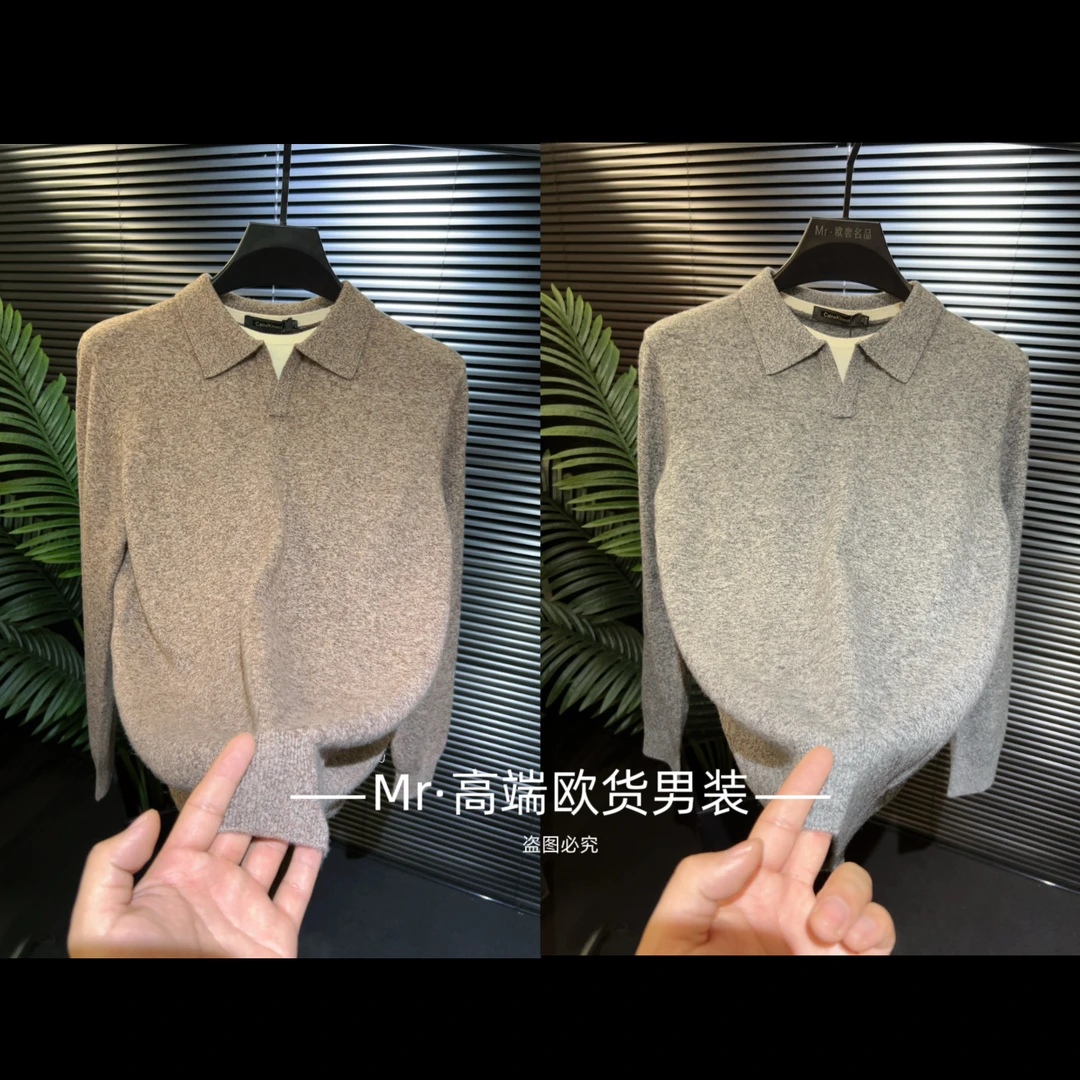 时尚百搭款·【100%绵羊毛】假两件V领复古慵懒风羊毛衫‖25秋冬款SSG