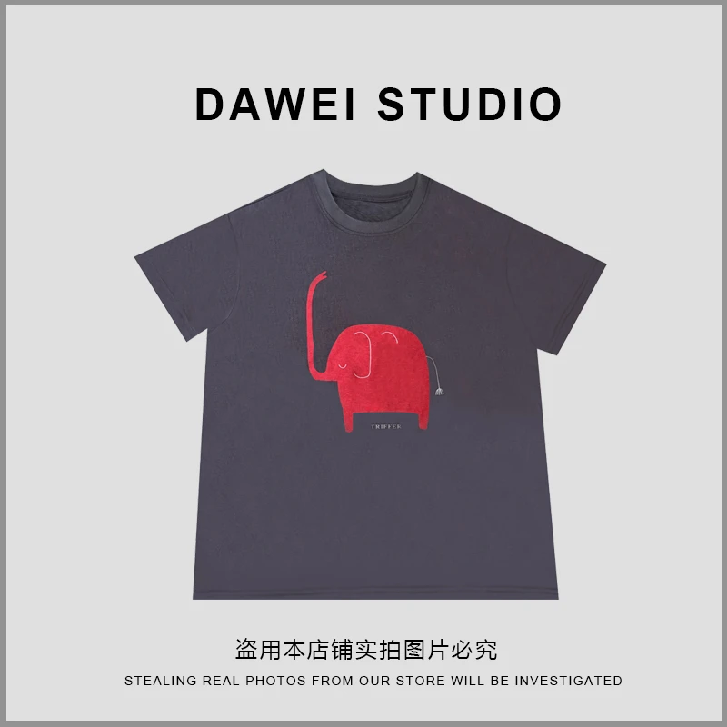 2025新款夏季圆领宽松型简约T恤时尚短袖轻奢印花设计师休闲百搭