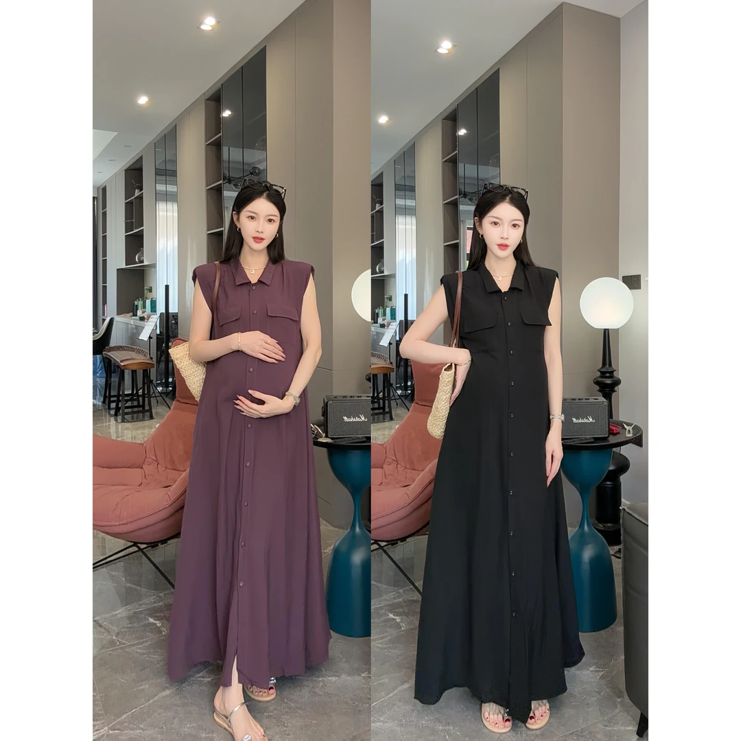 孕妇连衣裙2025夏季时尚新款气质休闲减龄高级感无袖连衣裙