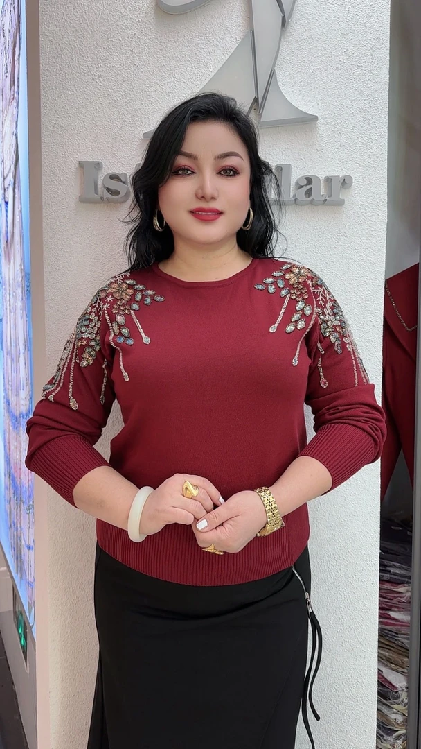 贵怡人中老年女装薄款常规休闲保暖加厚衫圆领时尚秋冬打底衫