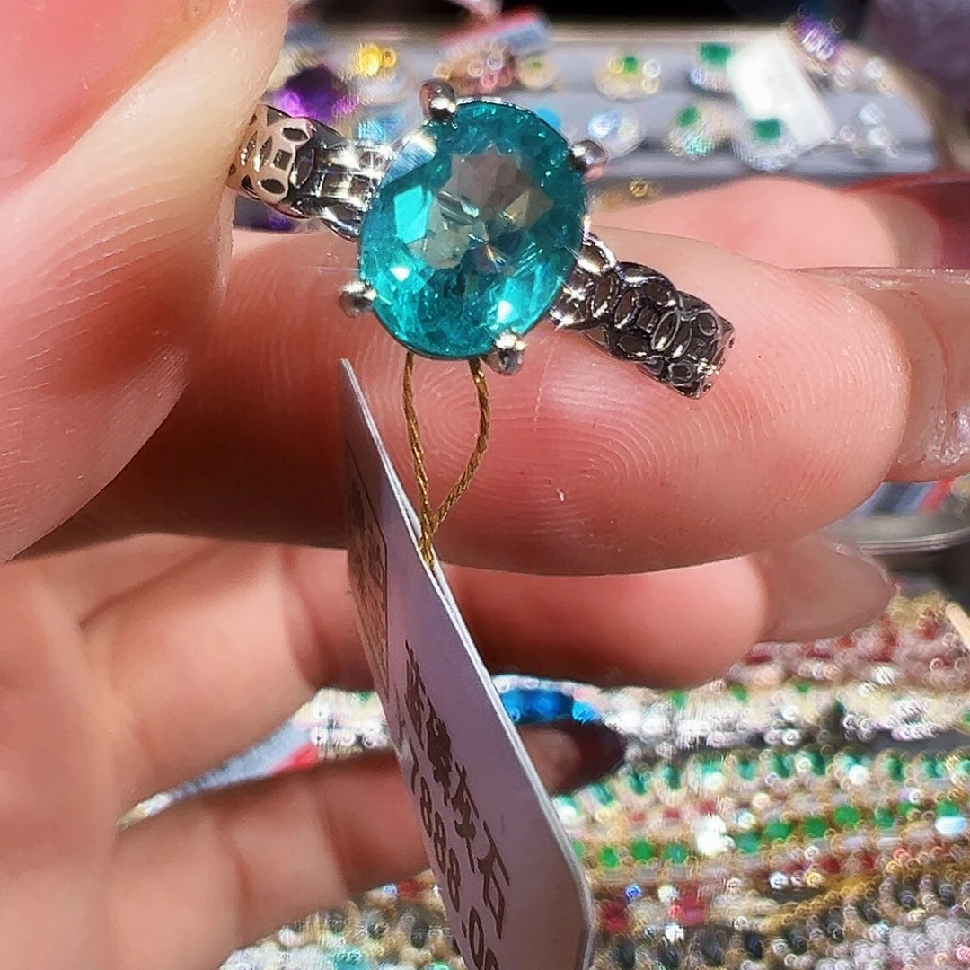 银S925镶嵌磷灰石戒指