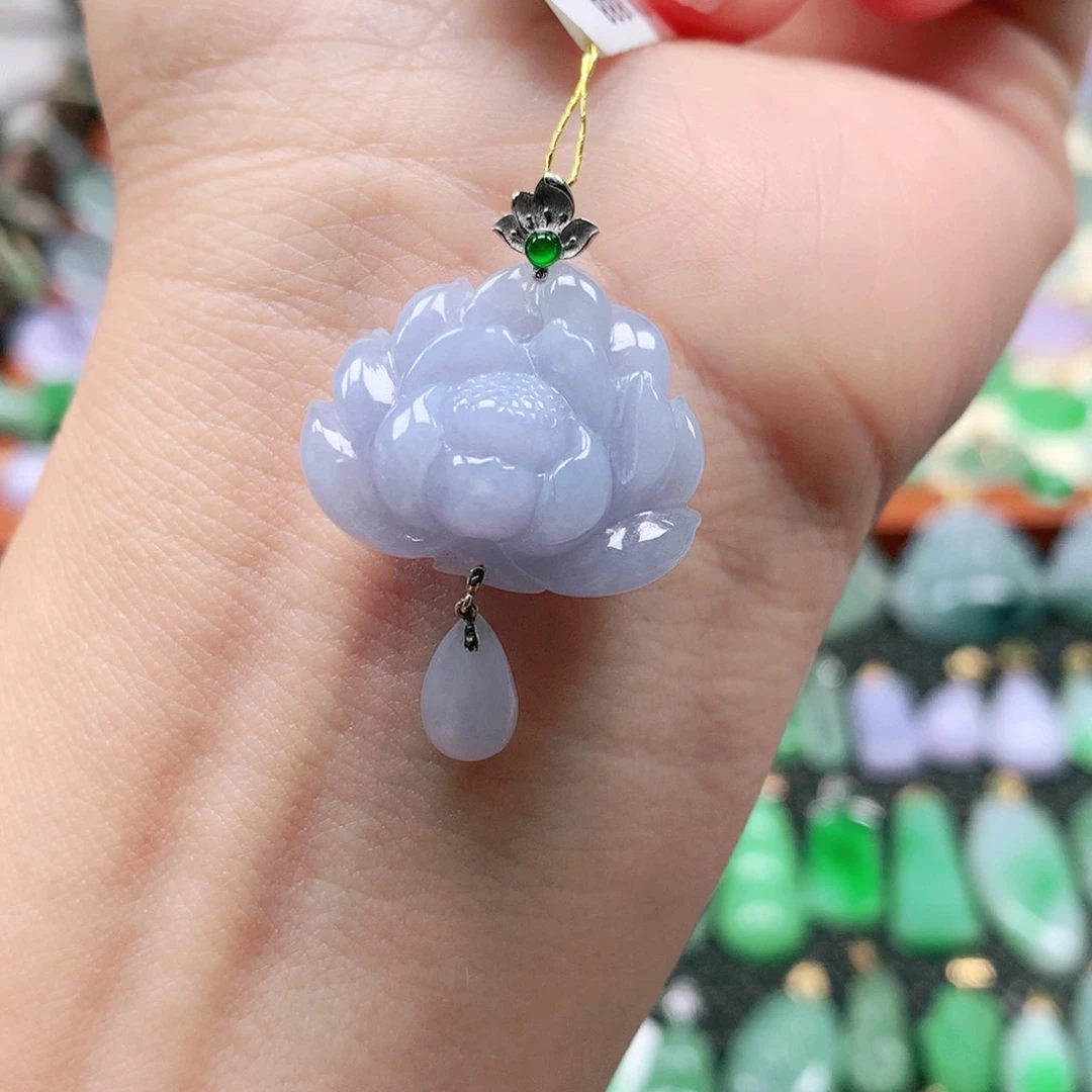 吊坠(不含链)18K金镶嵌翡翠