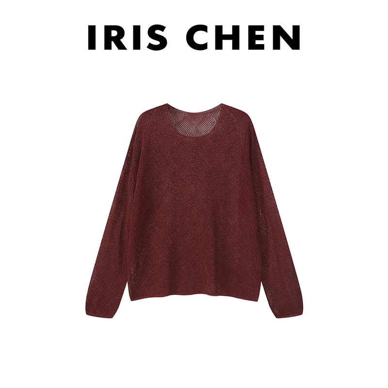 现货IRIS CHEN 幻境 2025春夏款莱赛尔亚麻花苞袖针织衫25SY087
