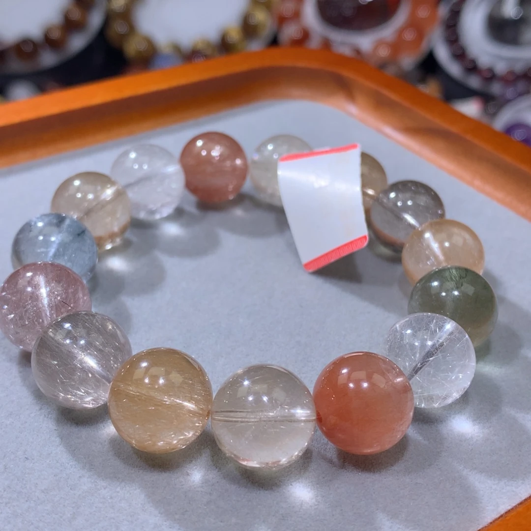 未镶嵌手链水晶彩兔毛13.8mm