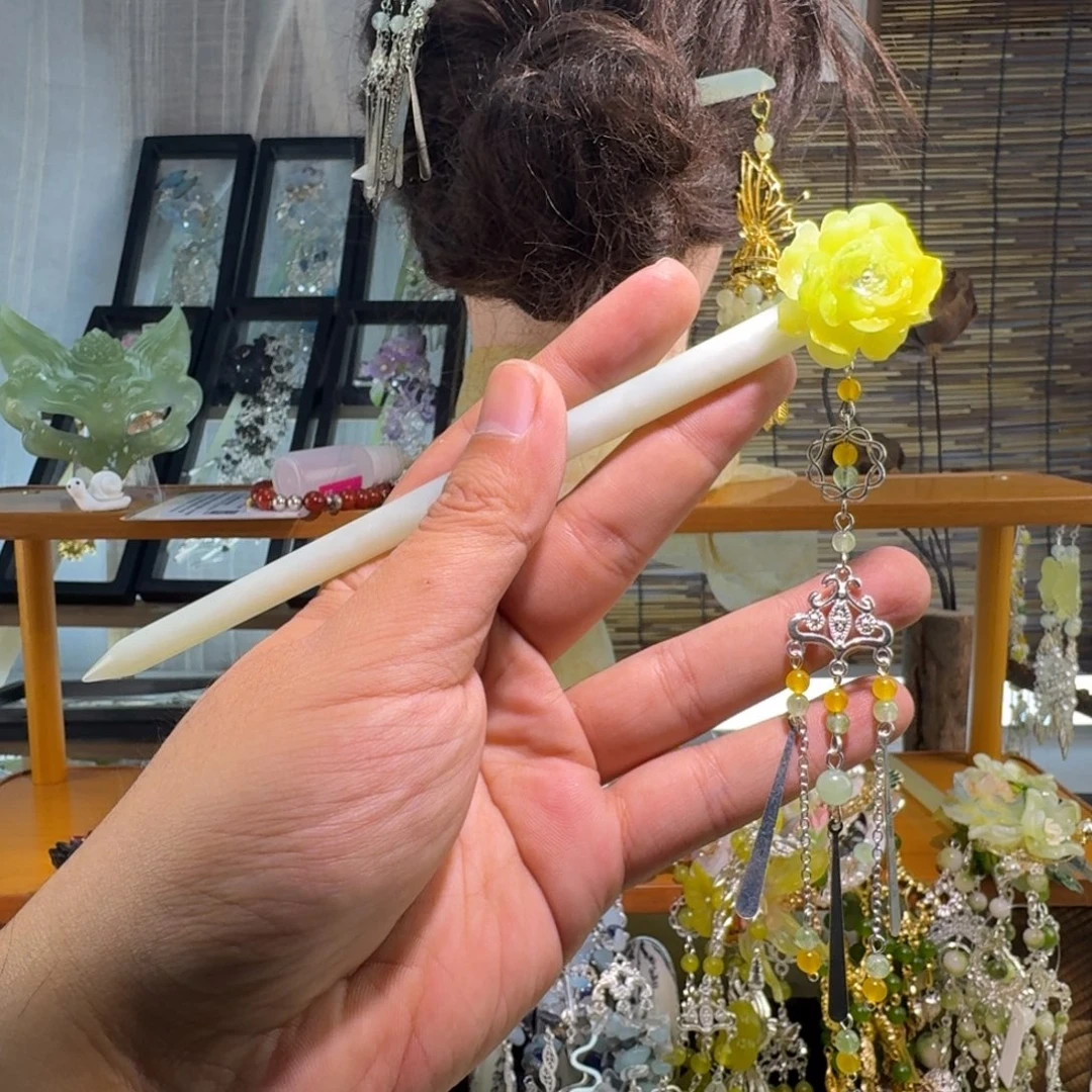 蛇纹石玉合金发饰