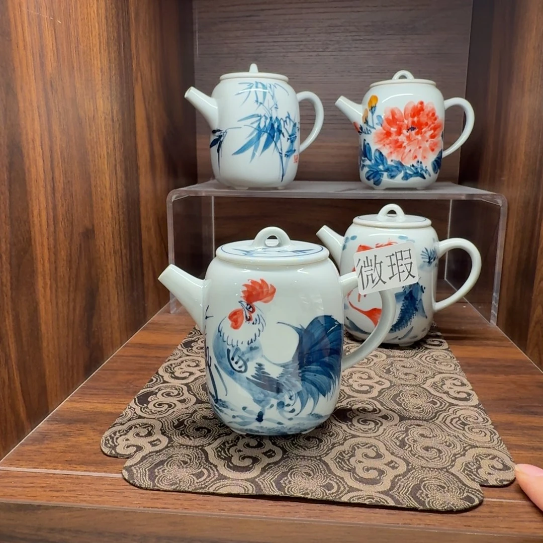 釉下手绘茶具微瑕