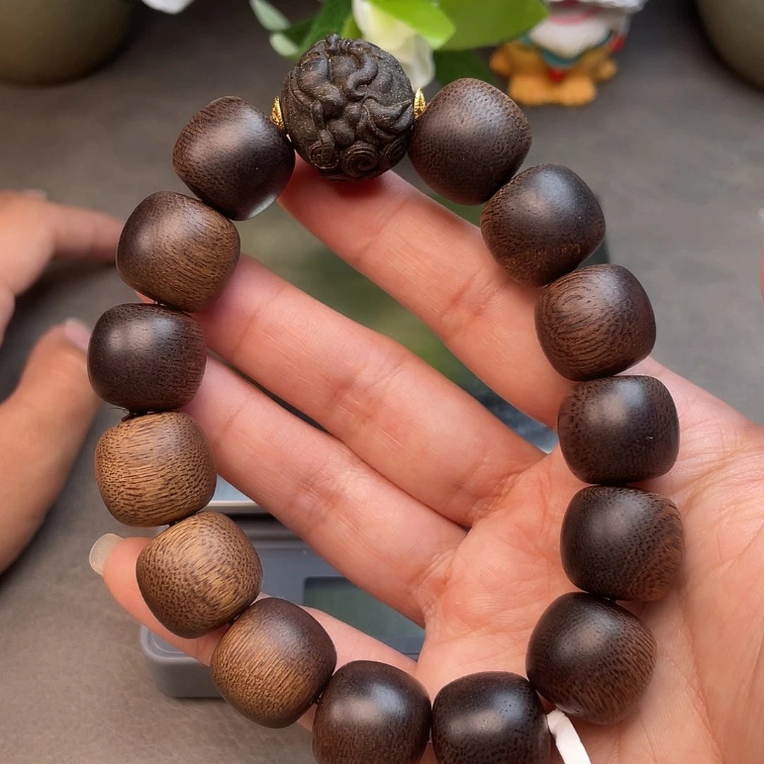 沉香碎屑沉香➕沉香佛珠越南富森红土玉化瘤疤料1.6