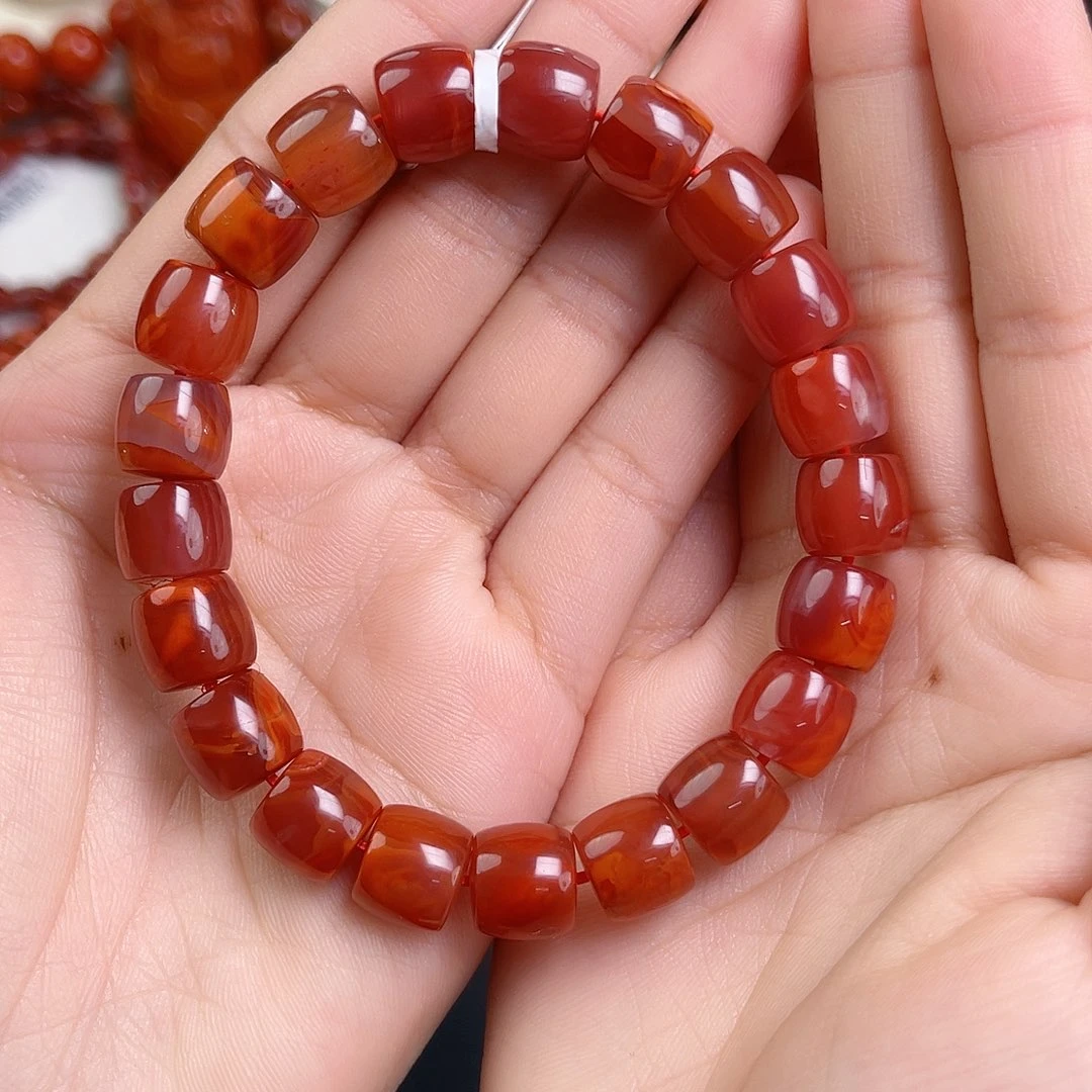 南红玛瑙未镶嵌手链瓦西牛血红精工直切单圈10mm