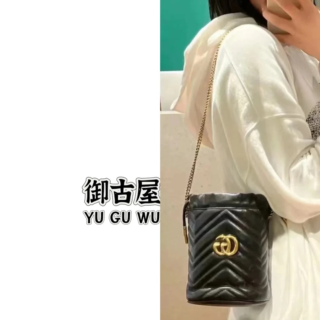 95新 GUCCI/古驰 御古屋/50308/黑金水桶包