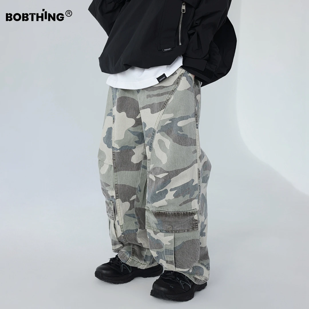 儿童水洗做旧迷彩长裤2025新款男童春秋工装裤中大童装直筒裤子潮