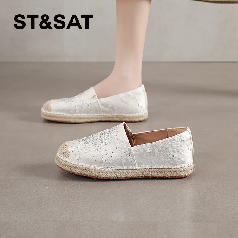 星期六透气渔夫鞋女2025秋季新款一脚蹬懒人鞋蕾丝网布老北京布鞋