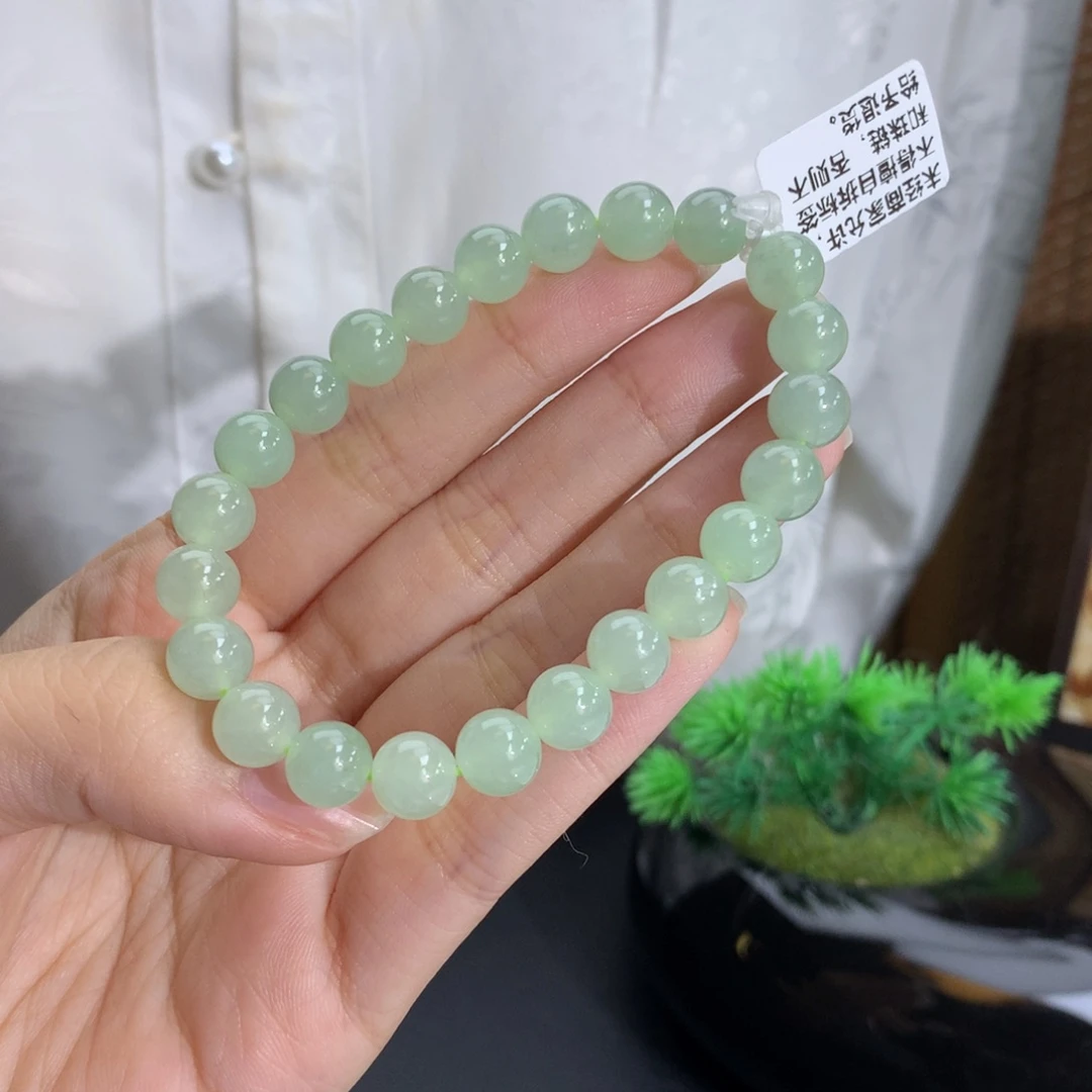 翡翠未镶嵌手串卡8.0冰润晴绿手串