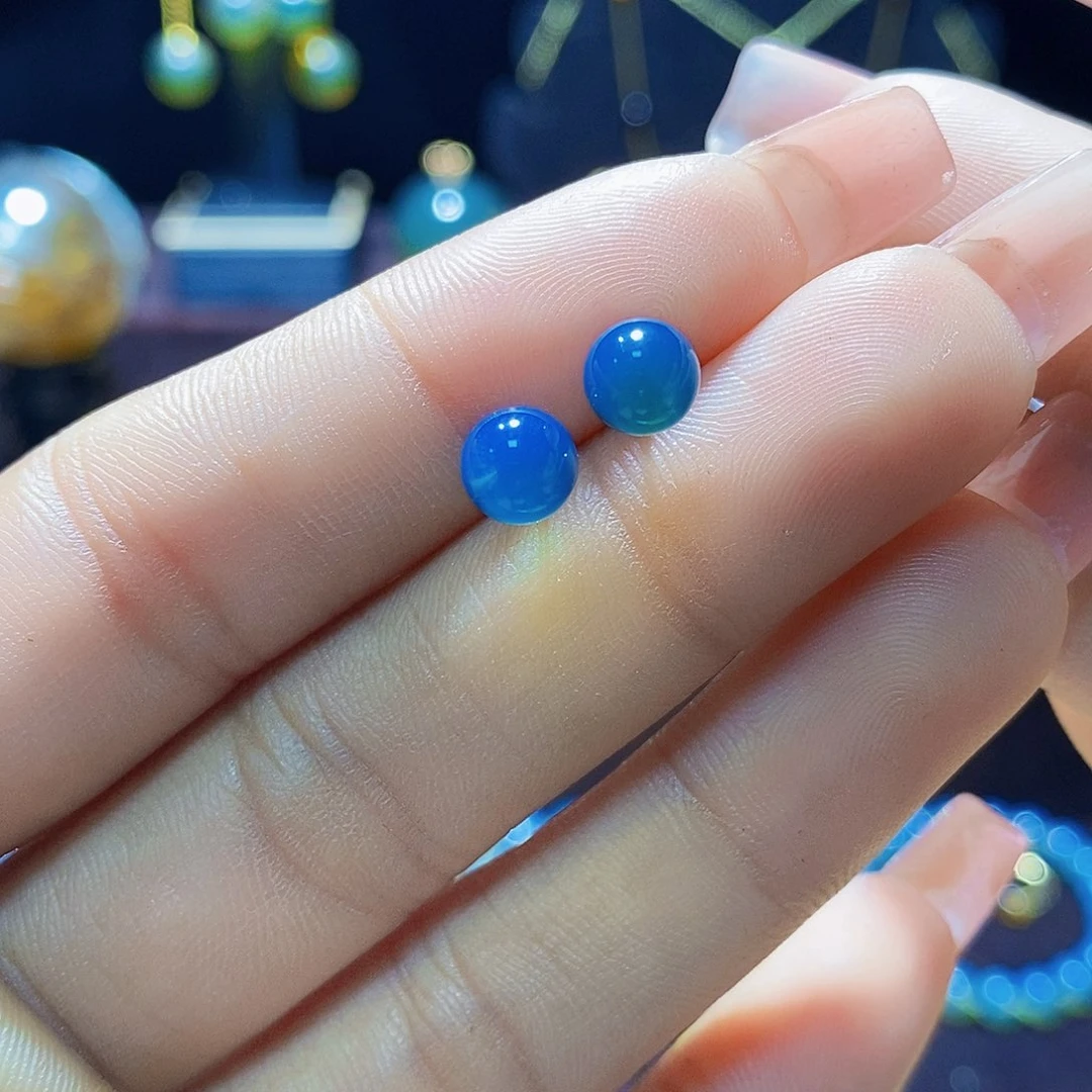 蓝珀耳饰银S925镶嵌尺寸6