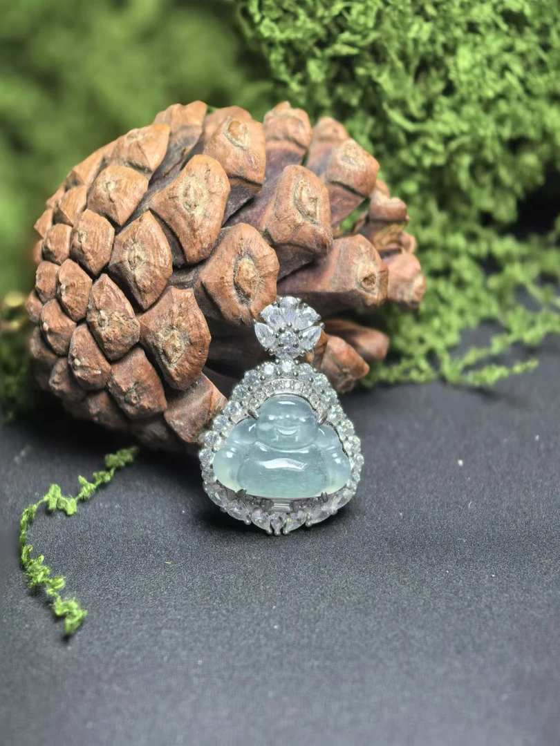 FC-1146天然A货翡翠高冰佛豪镶款（拍一发一多样性发货）