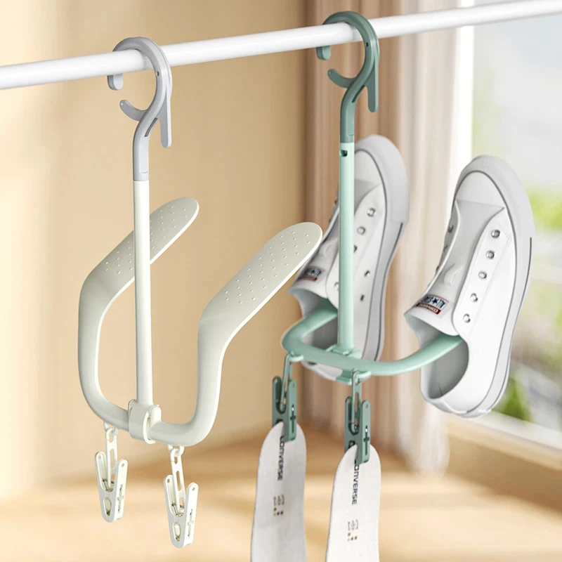 晾晒鞋架室内阳台挂鞋钩窗外防风衣架家用晾鞋架子宿舍凉鞋架神器