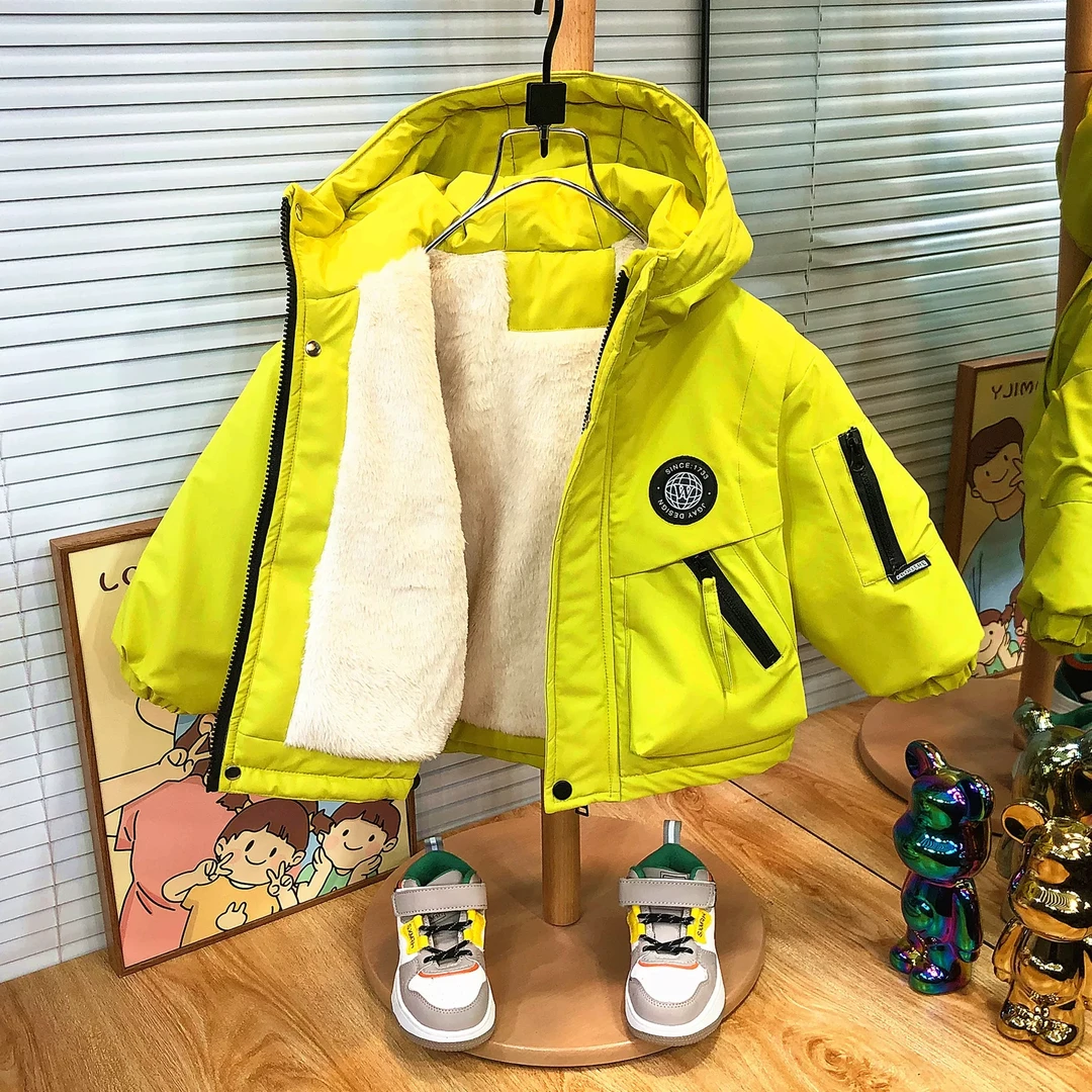 男童冬季加绒加厚棉服韩版时尚休闲风耐磨冲锋衣冬装上衣冲锋衣