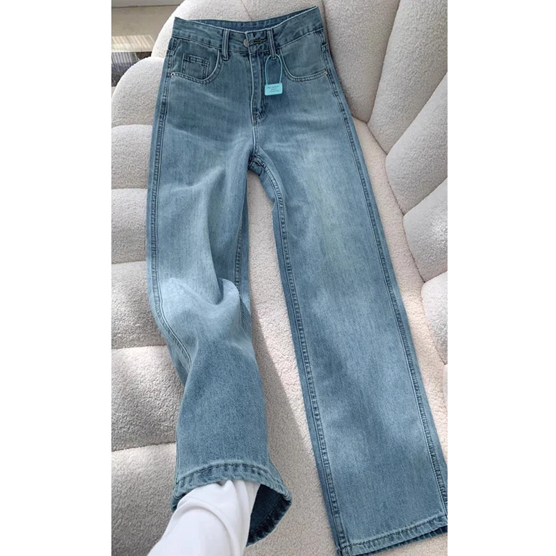 窄版阔腿牛仔裤女夏季宽松2025春秋新款高腰显瘦爆款小个子直筒裤