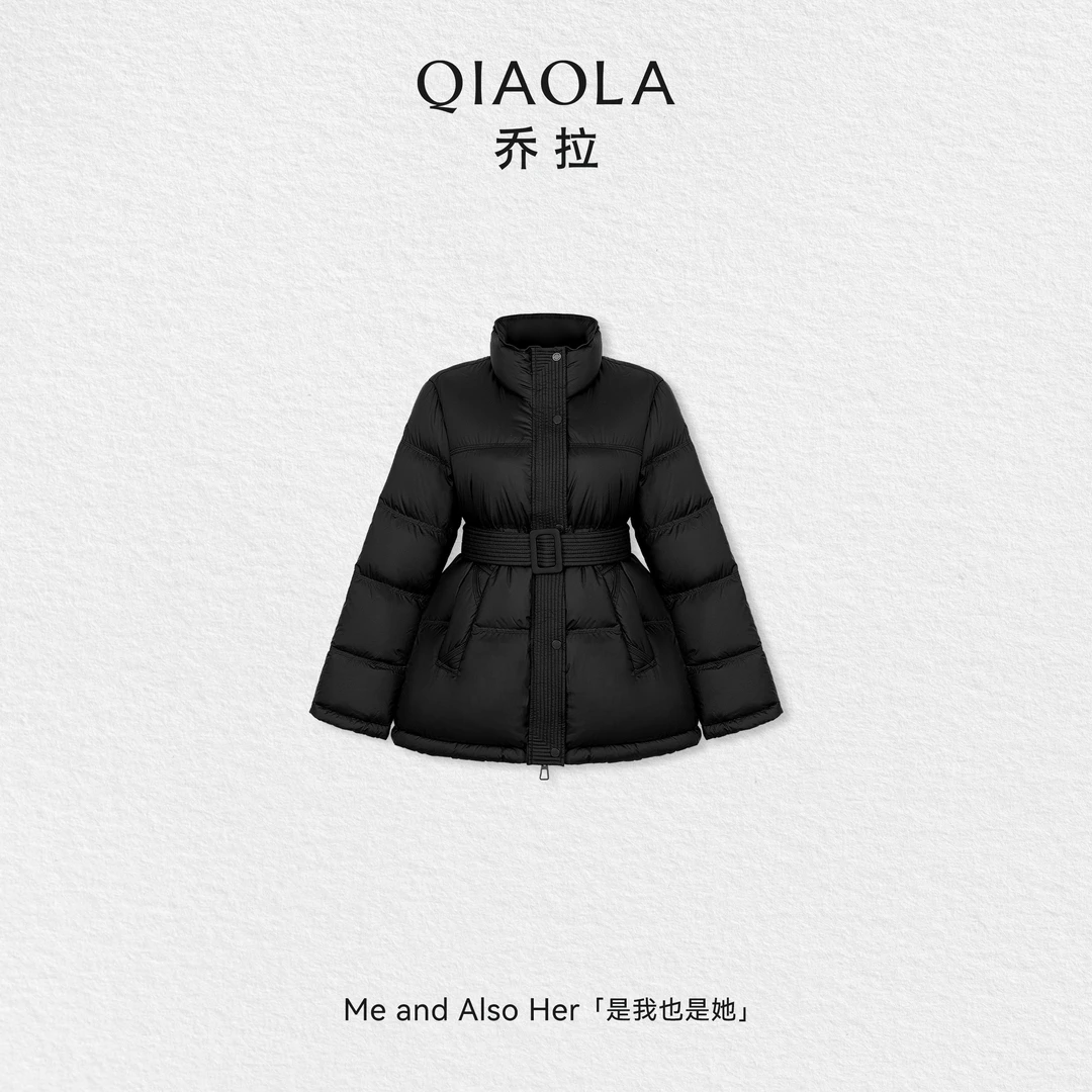 QIAOLA/乔拉【雪国信箱】秋冬鸭绒高立领层次感时尚羽绒服外套