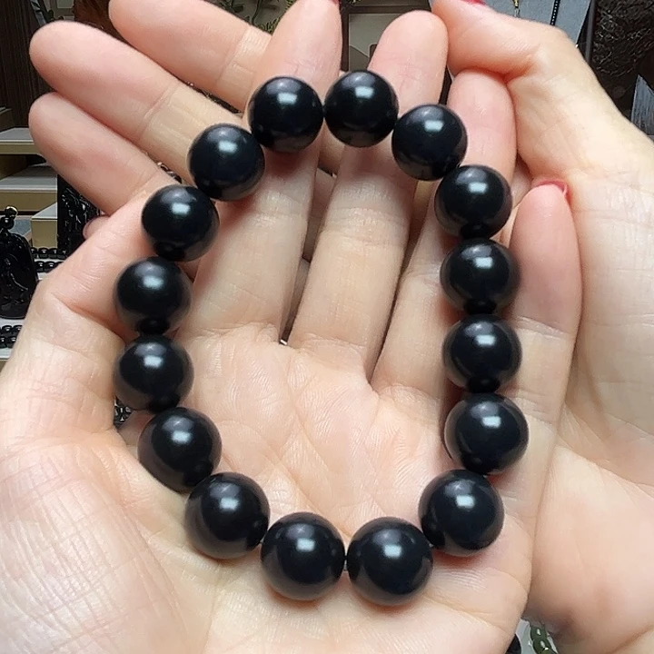 青***鱼和田玉（墨玉）未镶嵌吊坠(赠链)卡14圆珠高羊脂