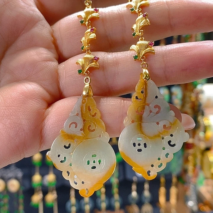 雪***儿翡翠未镶嵌耳饰翡翠