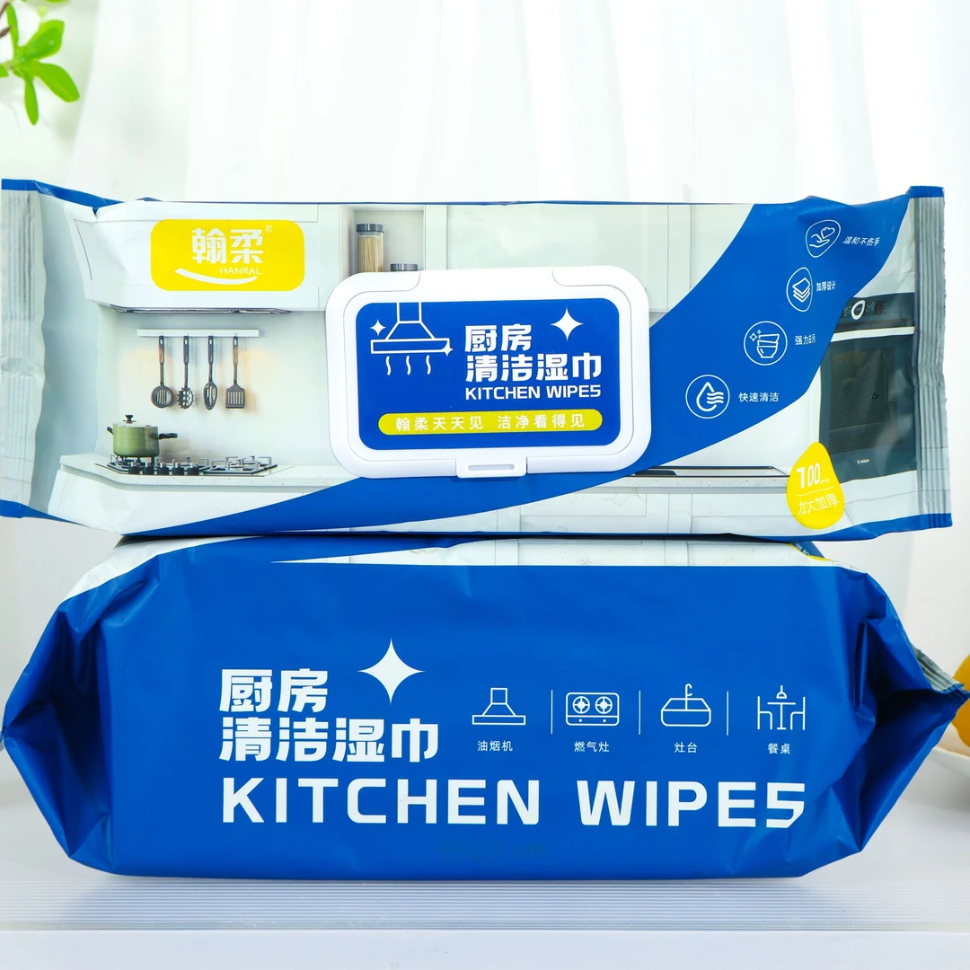 厨房湿巾100片*单包厨房用纸加厚抽取式厨房湿巾去油污