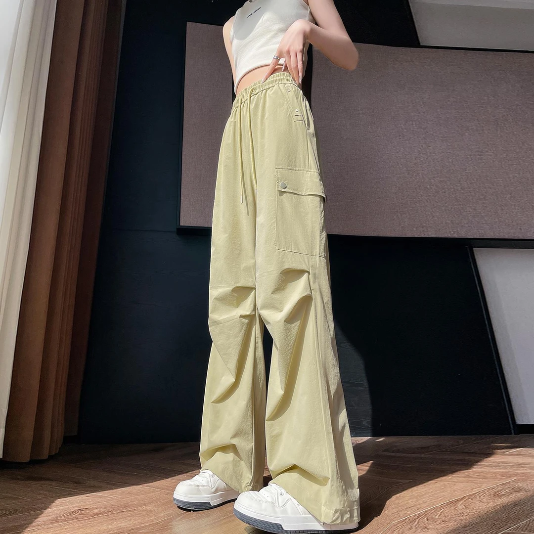 速干冰丝美式工装裤女夏季薄款2025新款美式登山轻薄伞兵运动裤子