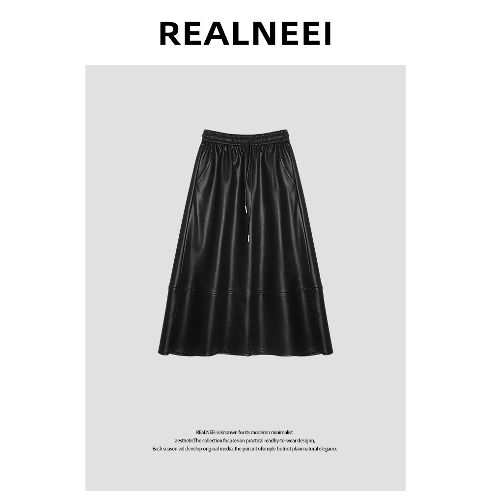 【极昼之夜】“pu皮裙”高质量松紧腰设计拼接半身裙RLMMC4BQ06085