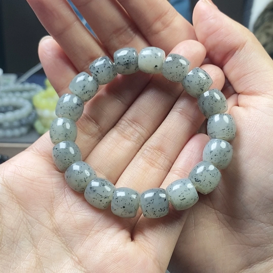 和田玉未镶嵌颈饰籽 料冰底青花12m