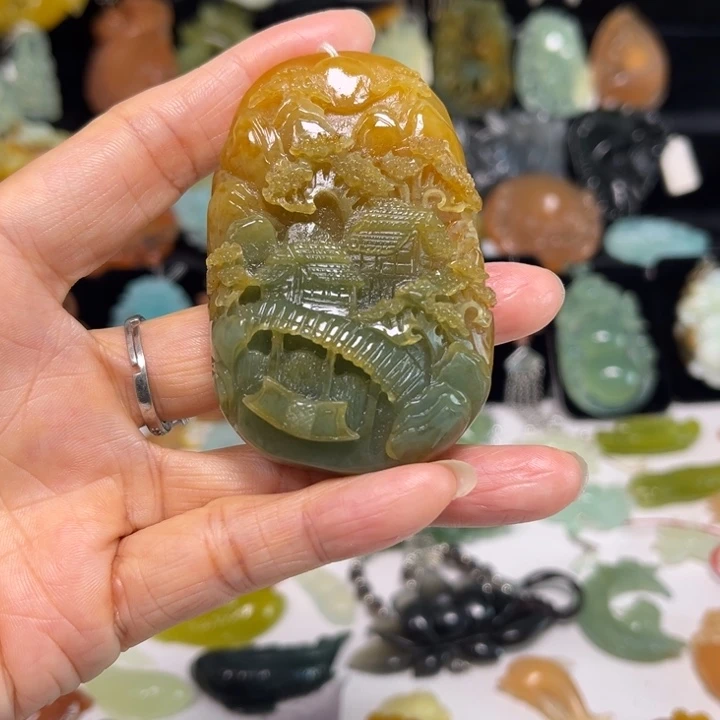 蛇纹石玉未镶嵌吊坠(赠链)