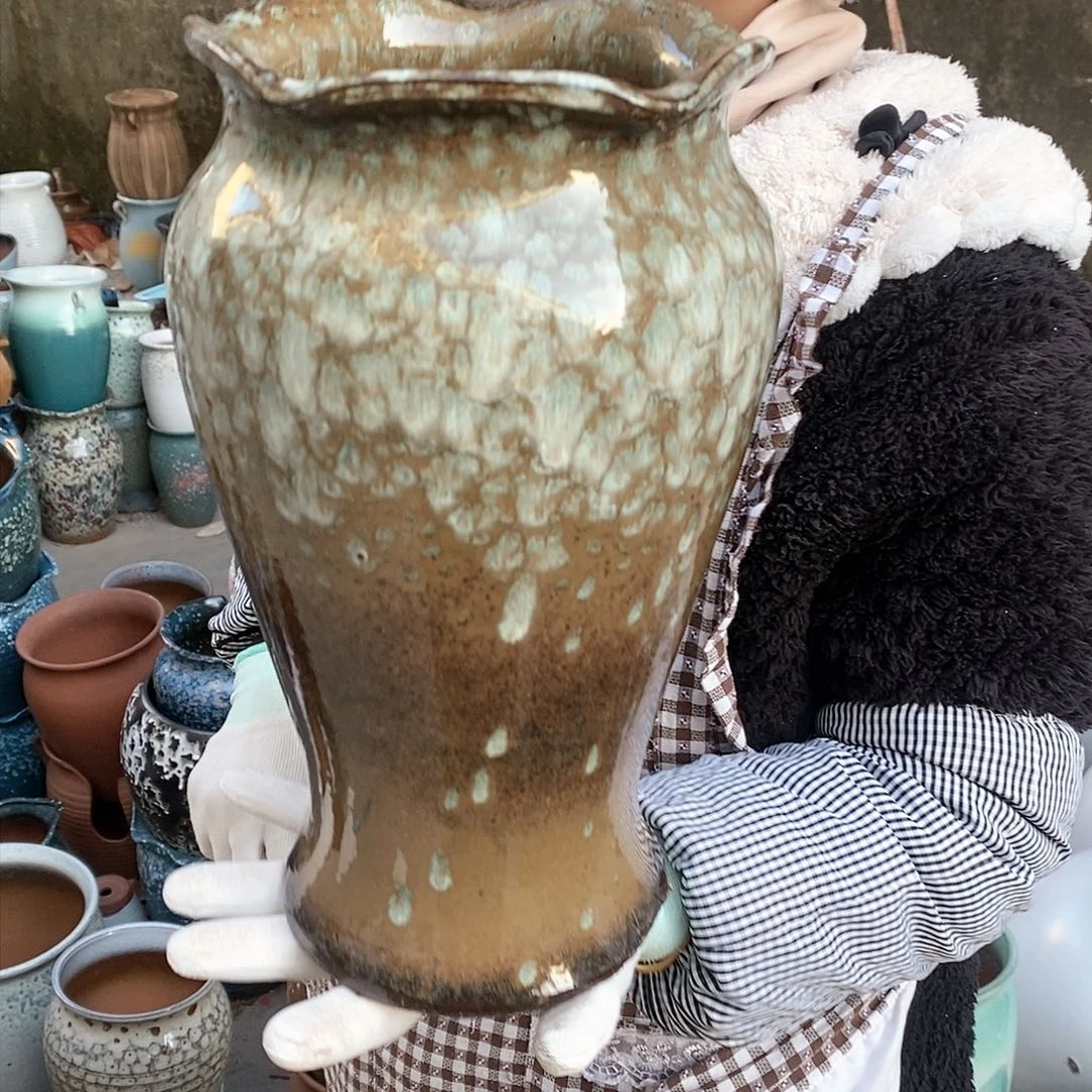 紫砂花盆瑕疵口17高30