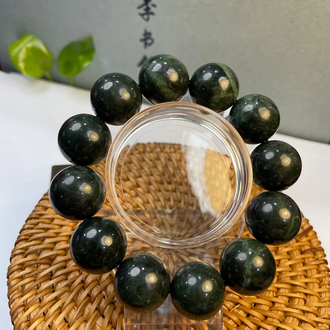 李书锦保真天然藏玉药王玉手串卡18左右花