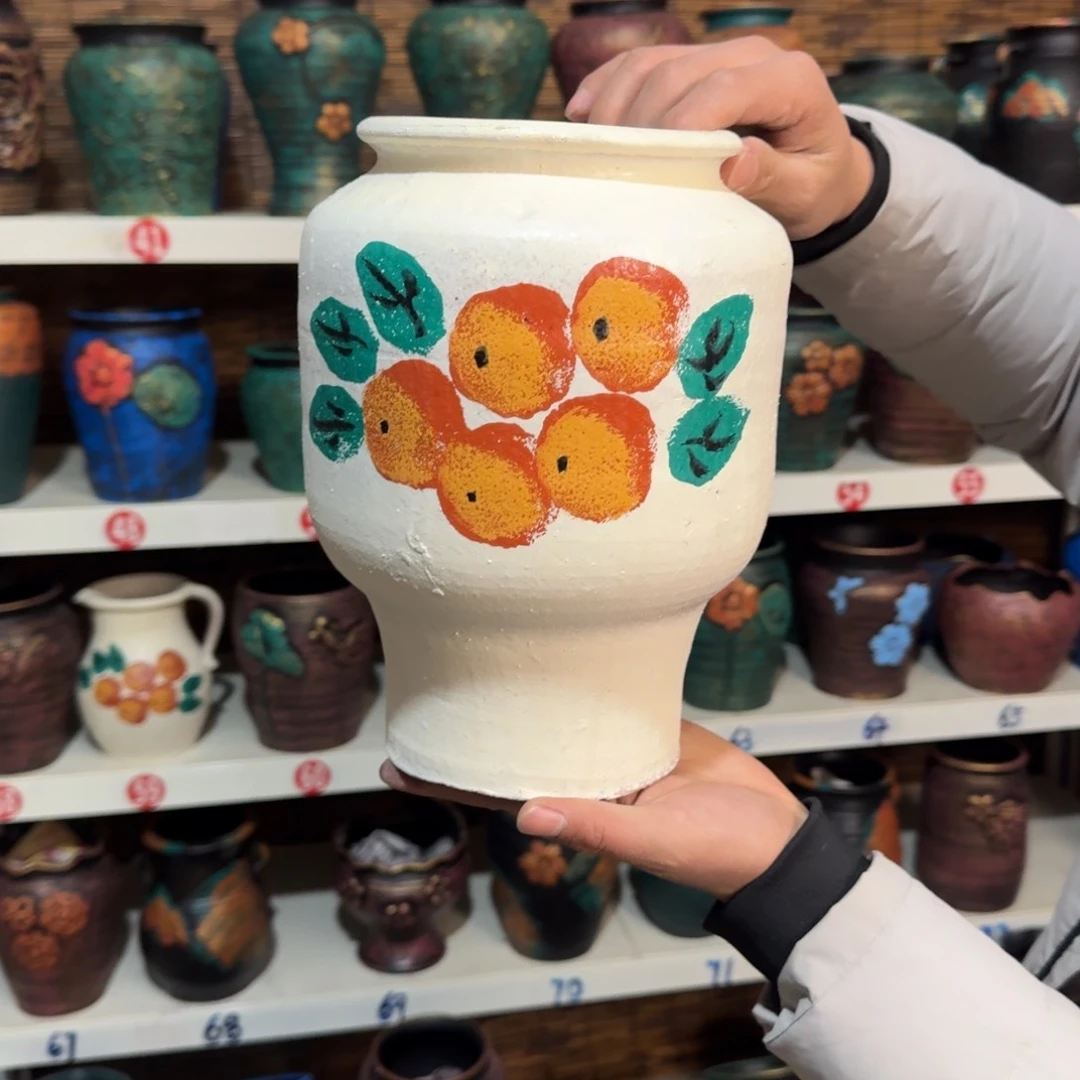 红陶红陶浮雕花盆炸炸炸炸