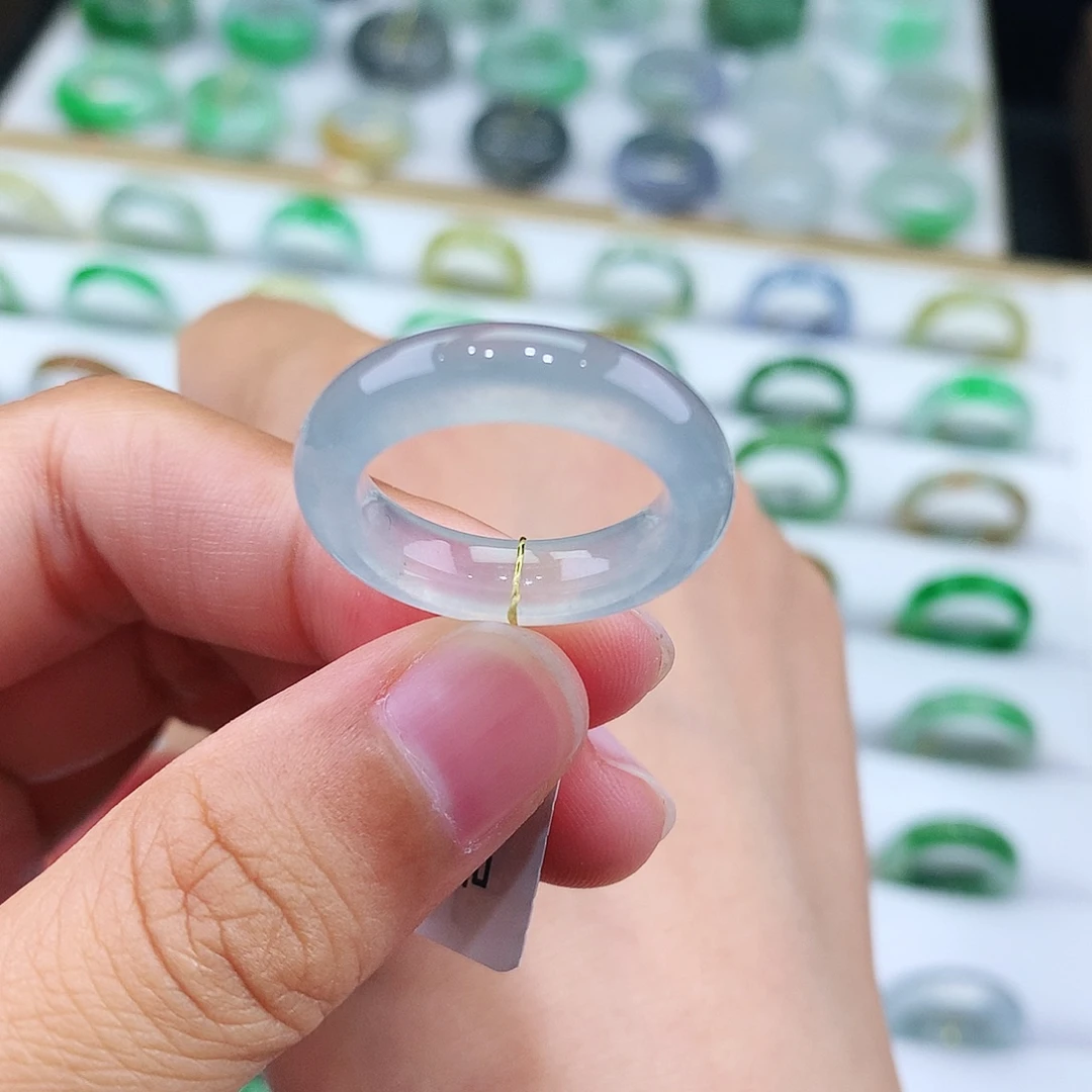 翡翠戒指未镶嵌14号冰润白月光